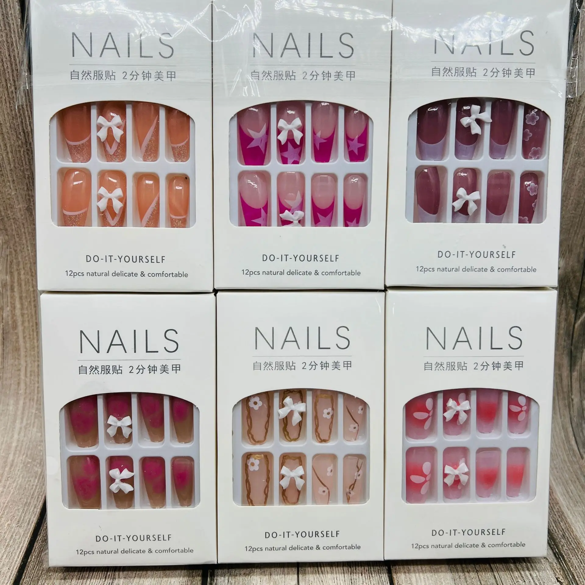 Neiss 2024 designer cherry and bow knot only her purple press on nails long wholesale exotic fait a la main