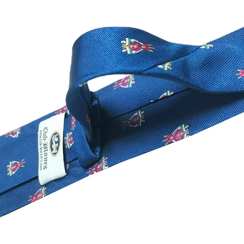 Custom Embroidery Logo Man Blue Polyester Necktie