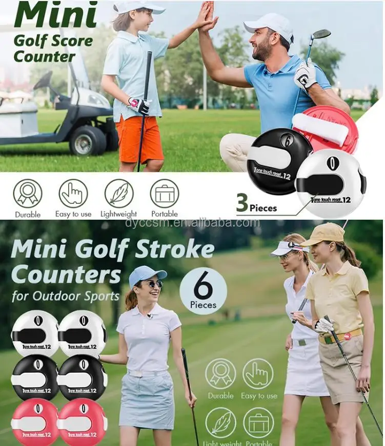 Wholesale Golf Score Counter Golf Stroke Clicker With One Touch Reset For Golf Course Scorekeeper Mitten Clip Pole Counter