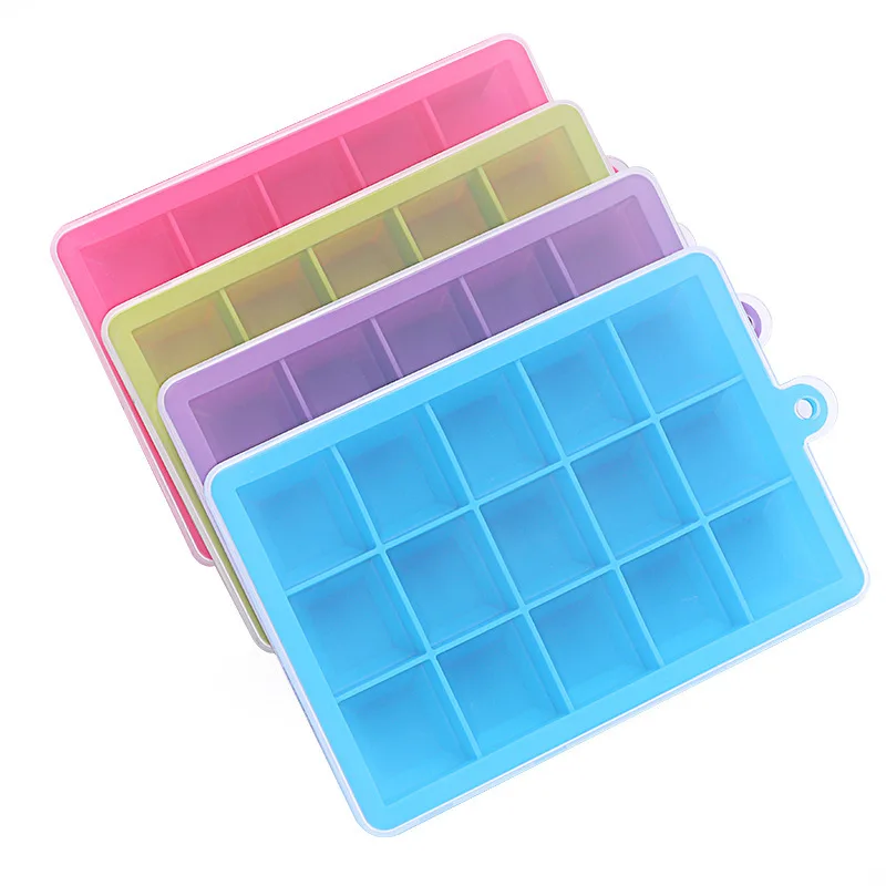 15 Hole Ice Ball Maker Silicone Ice Cube Molds ice tray with cover