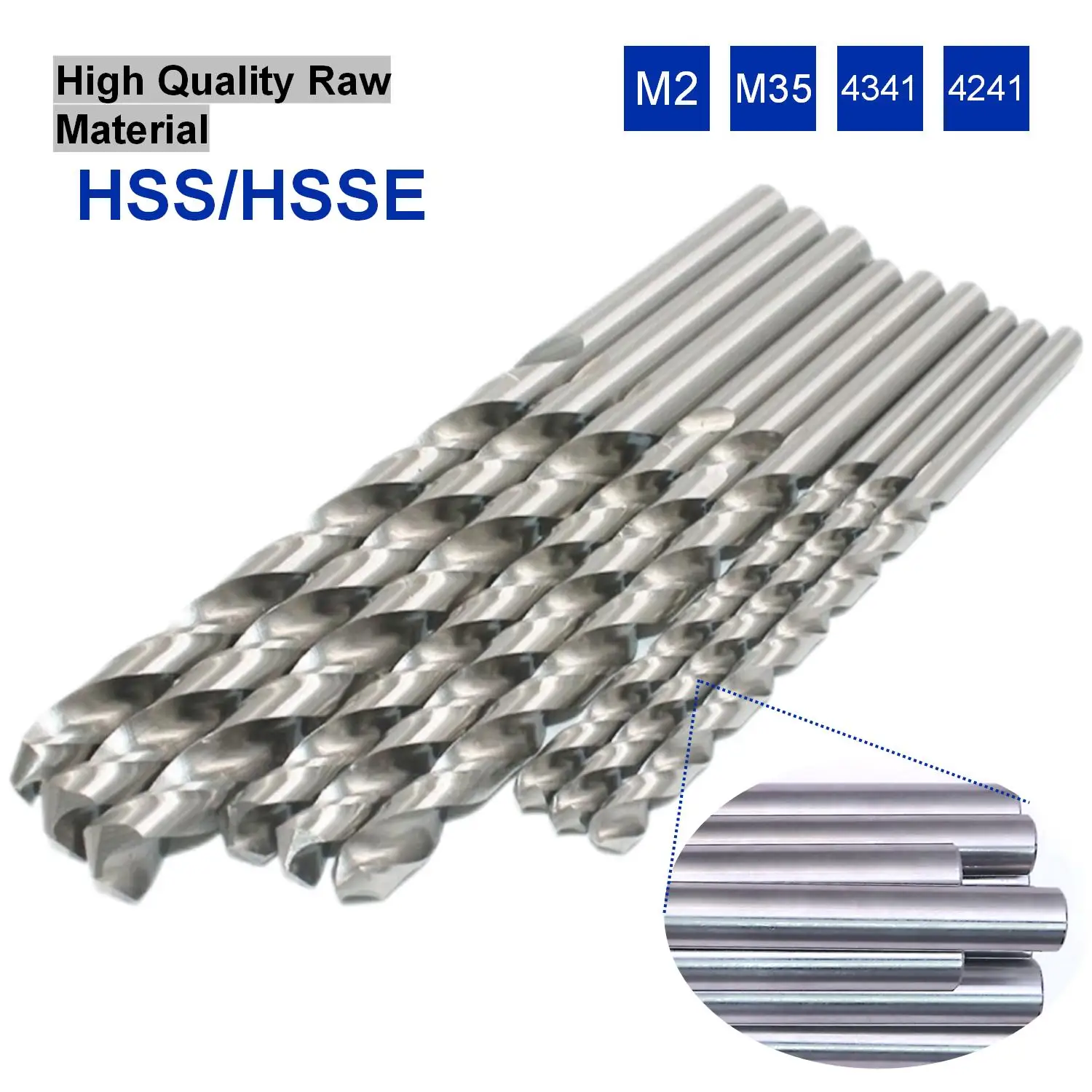 Lengthen Long Series Metric Sizes Stainless Steel Straight Shank M2 M35 M42 HSSE Twist Metal Drill Bits