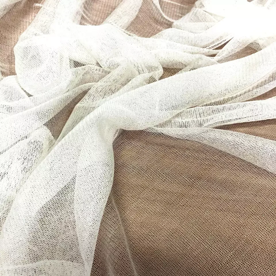 Net Stretch Soft 100% Pure Silk Mesh Natural Silk Tulle Fabric for Sexy Women Slim Dress