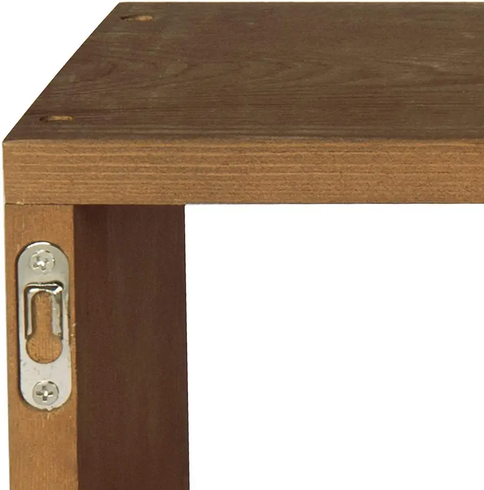 
24-Inch Natural Wood Finish Wood Wall Mounted Floating Shelf, Rectangular Display Shadow Boxes Set of 2 