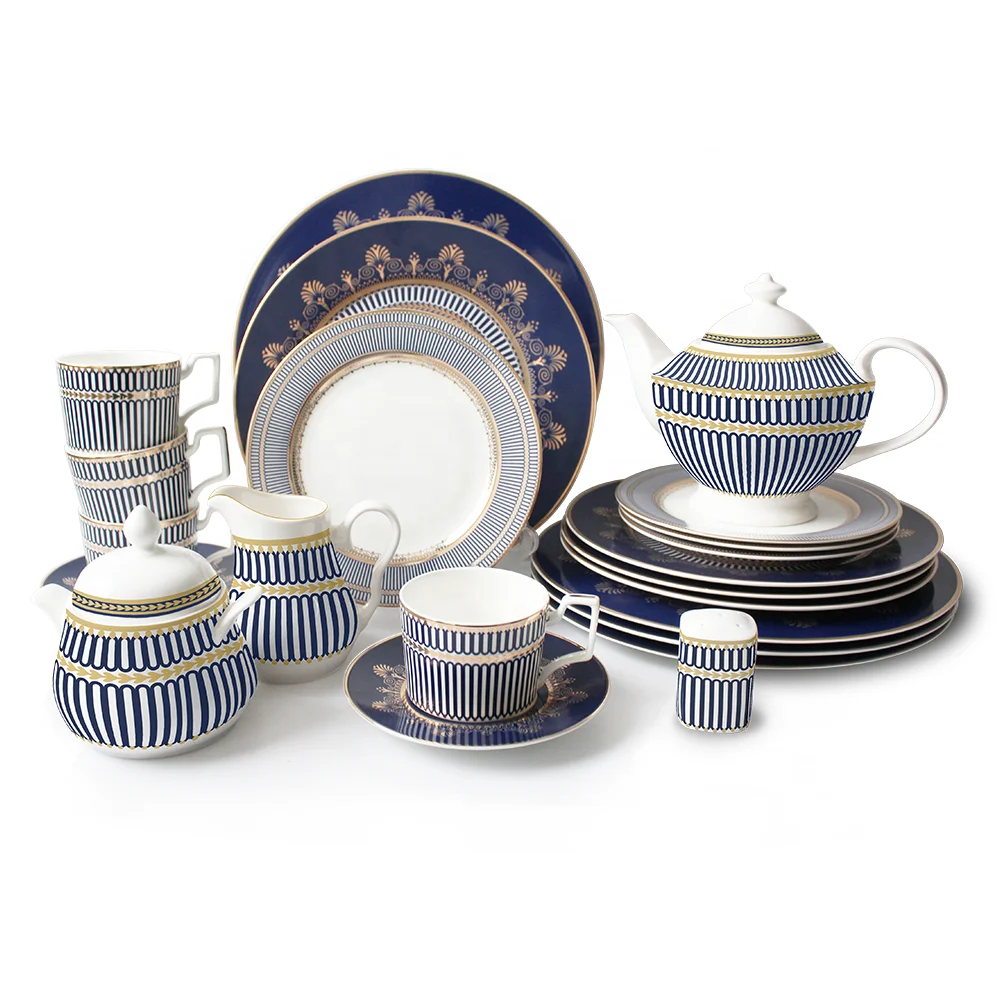 Ali baba com wholesale luxury gold dinnerware sets 26pcs porcelain dinner sets wedding plates sets