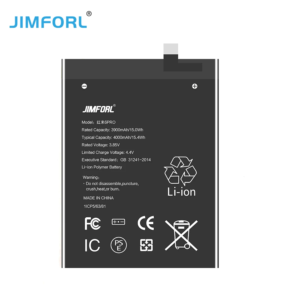 
China mobile phone battery for xiaomi redmi 6 pro battery rechargeable BN47 battery 3.85v 4000mah 