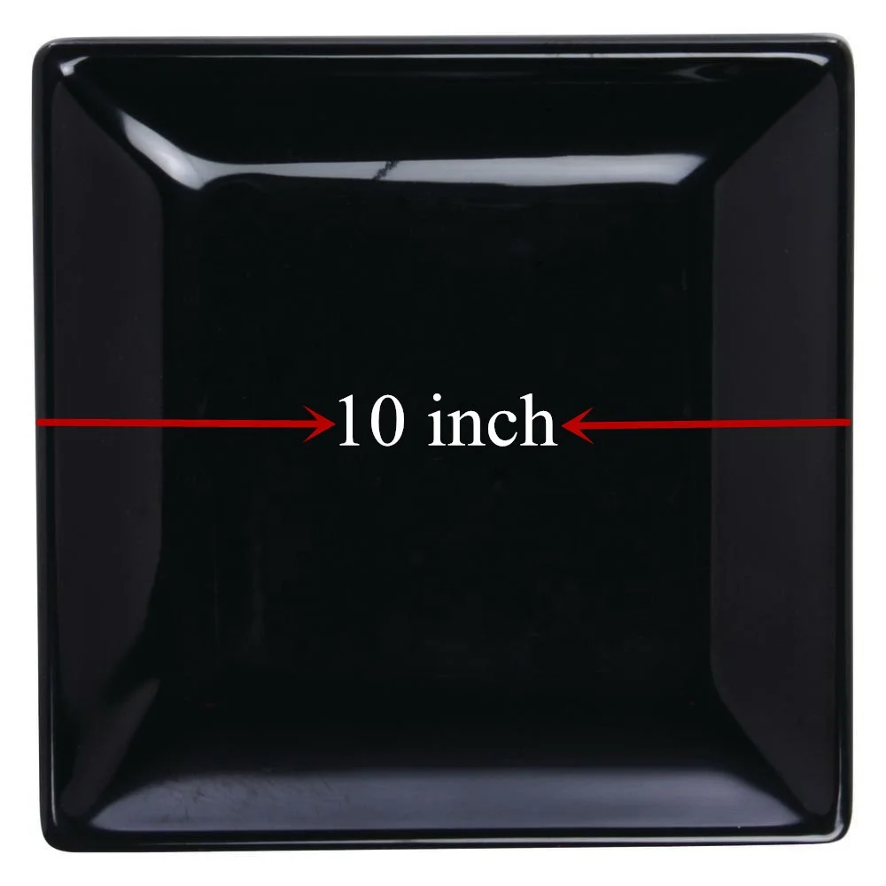 Melamine square black dinner plates