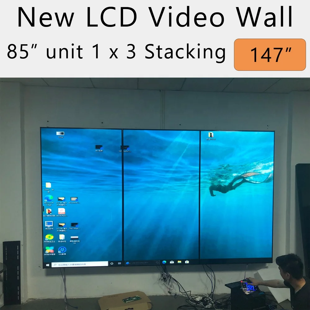 Фабричный противоударный 85-дюймовый ЖК-экран для рекламы для торгового центра, с защитой от царапин, настенный ЖК-видеостена с бронированным стеклом
