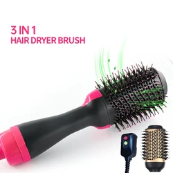 Professional Rotating Pink Gold 3 In 1 One-Step Hair Dryer And Volumizer Hot Air Brush For Hair Dryer