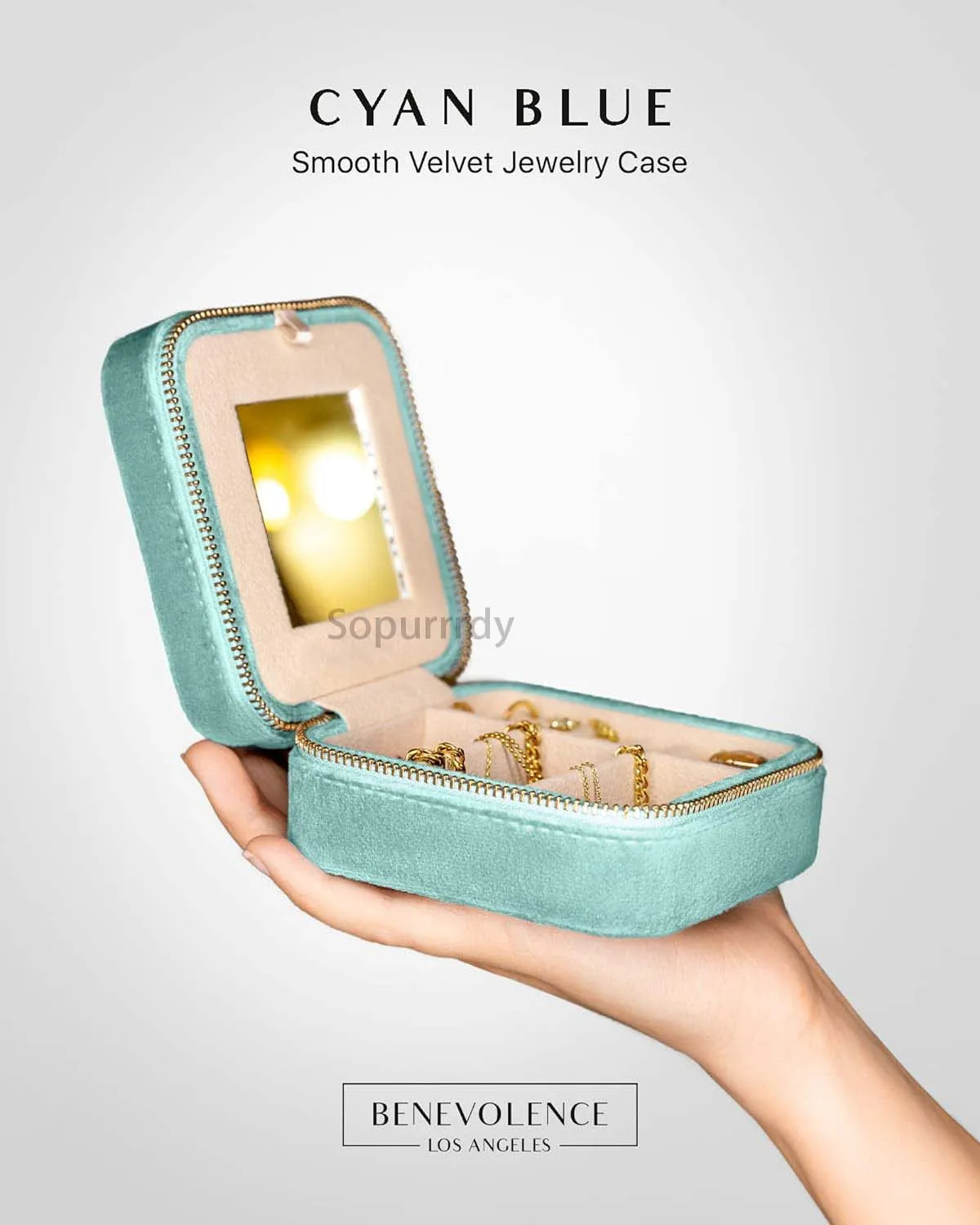 Custom Logo Velvet Jewelry Box Travel Jewelry Case Personalized Organizer With Mirror Featured Jewelry Box Packaging