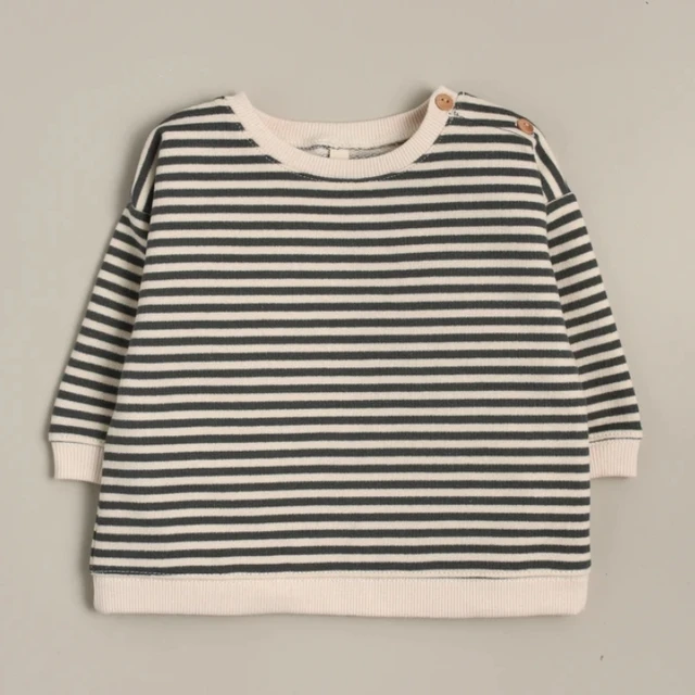  factory spring autumn cotton Boys Girls Stripes french terry Sweatshirt knit Loose long sleeve Kids