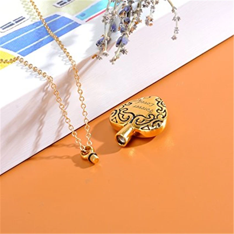 Golden Forever Loved Heart Stainless Steel Keepsake Ash Necklaces