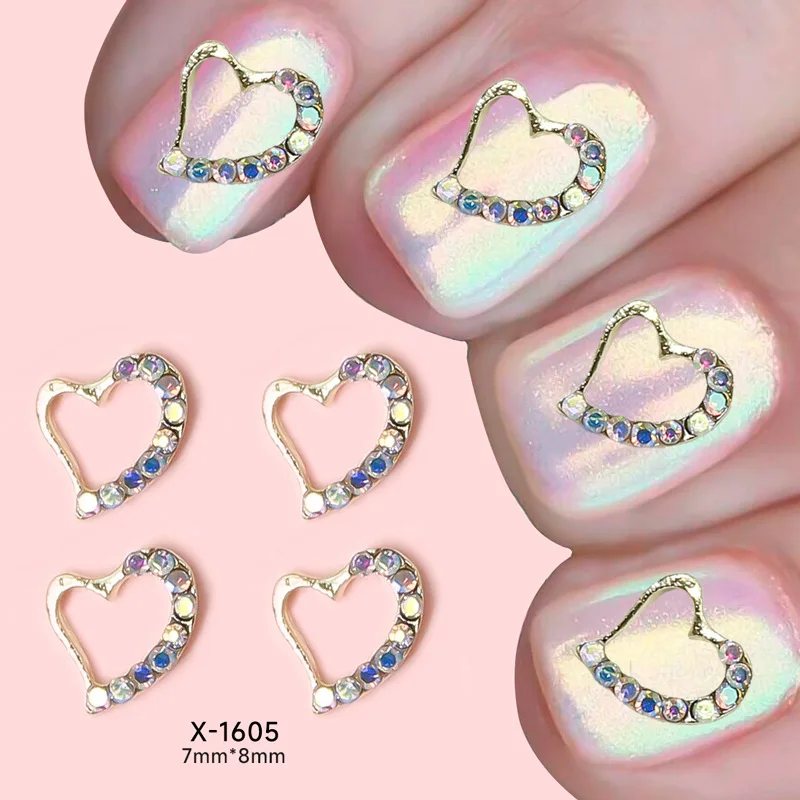 New Nail Art Pearl Heart White Diamond Bowknot Popular Trendy Heart-shaped Rhinestone Alloy Nail Decorations
