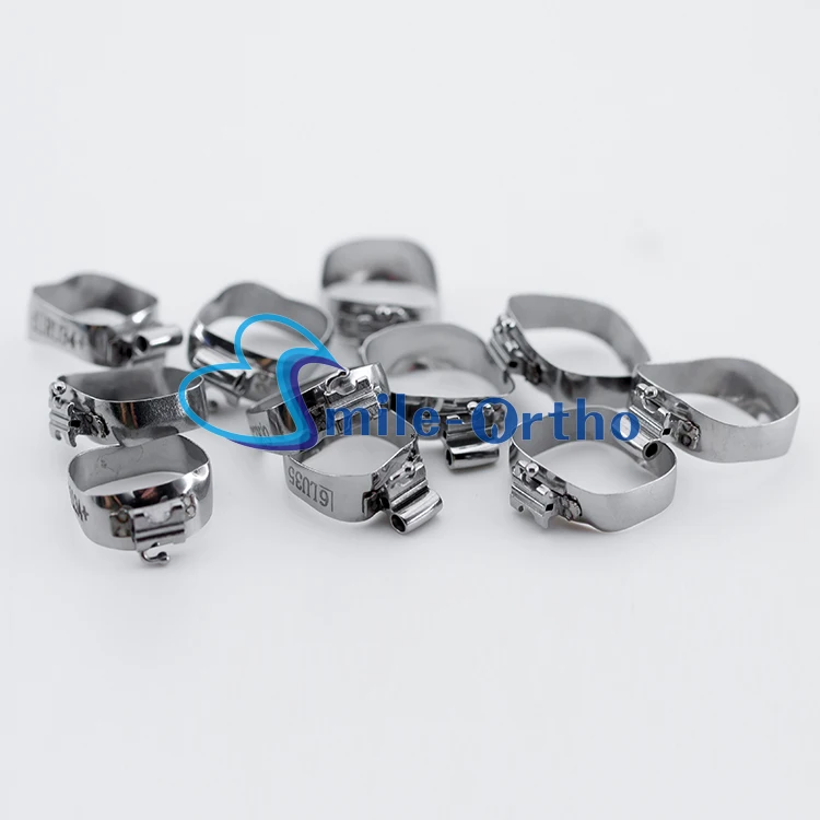 Dental orthodontic 1st molar sandblasted band pre-welded single roth buccal tube
