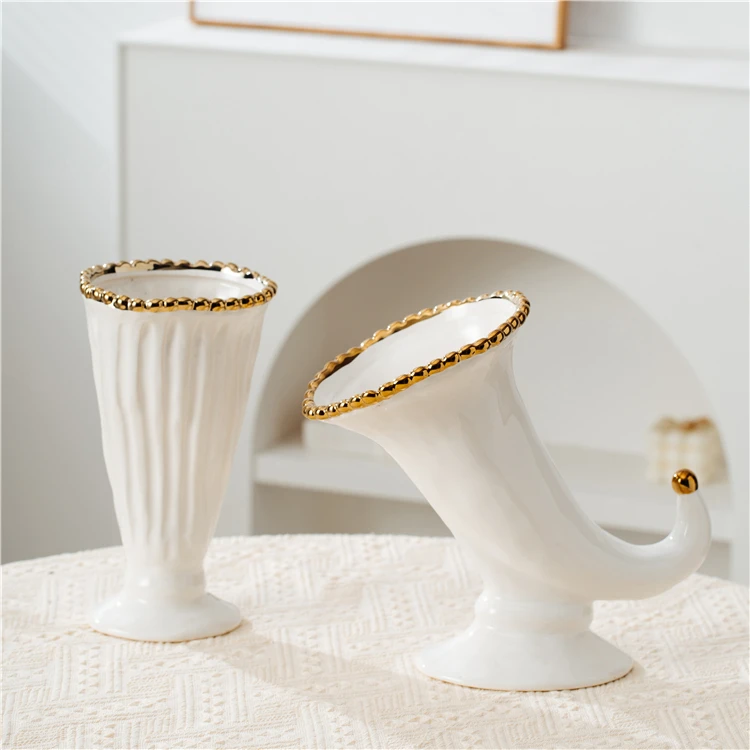 New arrival elegant craft wedding decorative flower vase ornament white ceramic vases for flower