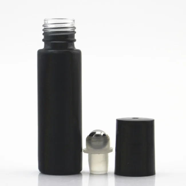10ml black white frosted glass bottle 10 ml roll on empty glass bottles for attar essential oil perfume lip oil container