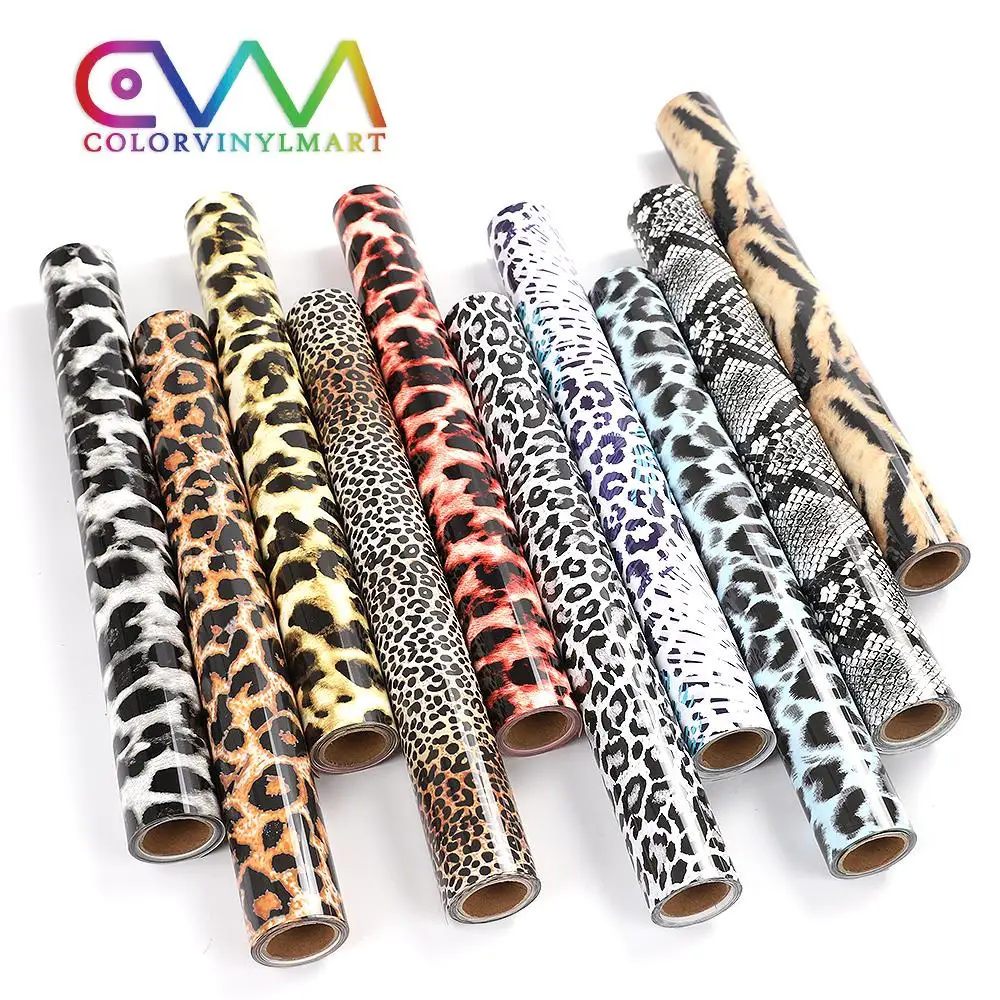  Hot Sale New Product Easy To Weed Htv Pvc Film Camouflage Leopard Print Heat Transfer Vinyl Rolls For Textile clothing