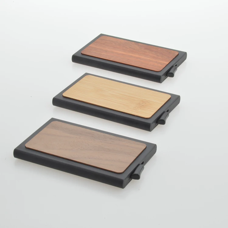 Newest minimalist wood wallet wooden wallet for men rfid blocking wood place card holder bamboo wallets