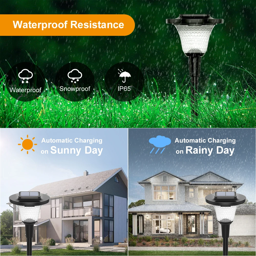 Smart Glass Solar Lights Outdoor Solar Pathway Lights 16 Million Color Changing Lights for Halloween Xmas