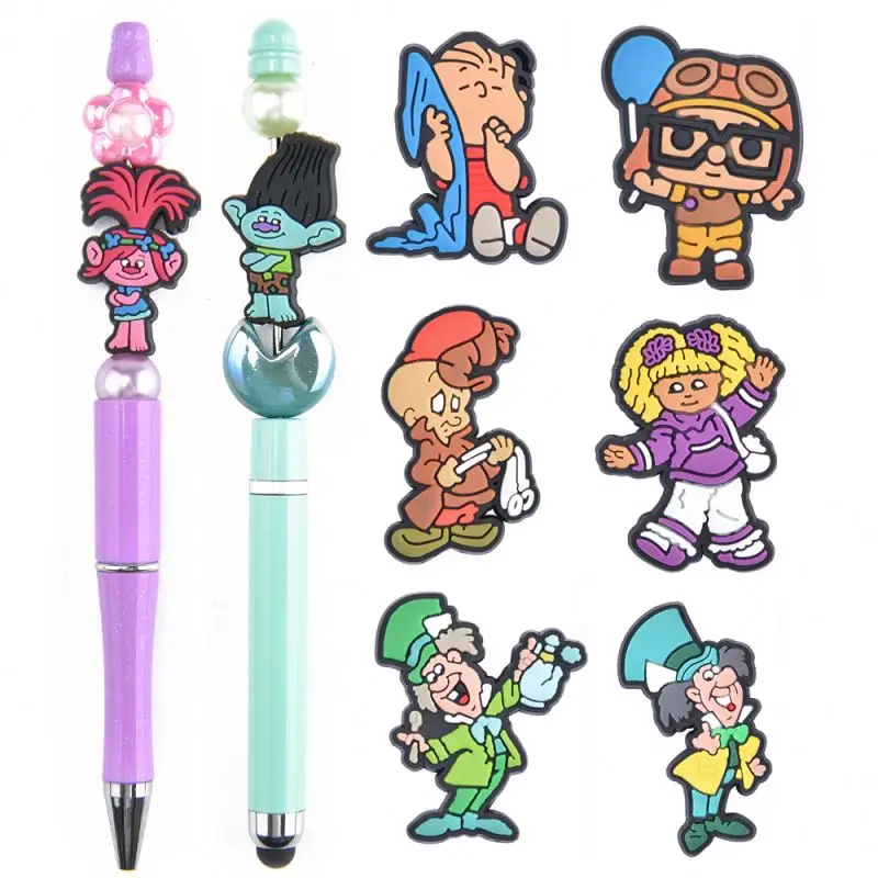 hot selling DIY beaded pen custom pvc cartoon focal charms pen topper for decoration