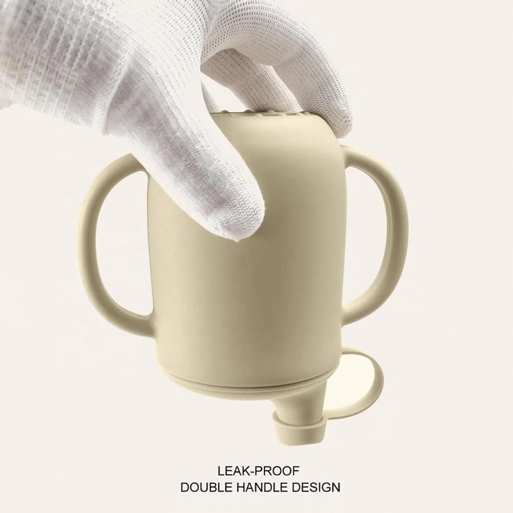 Custom New Eco Friendly Snack Catcher Food Grade Silicone Kids Toddler Baby Sippy Snack Drinking Cup With Lid Handle