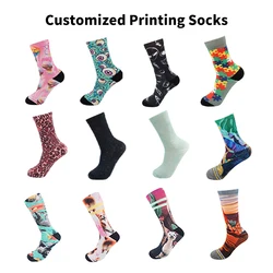 Hot sale high quality design your own cartoon 3d socks print custom design socks pizza no MOQ