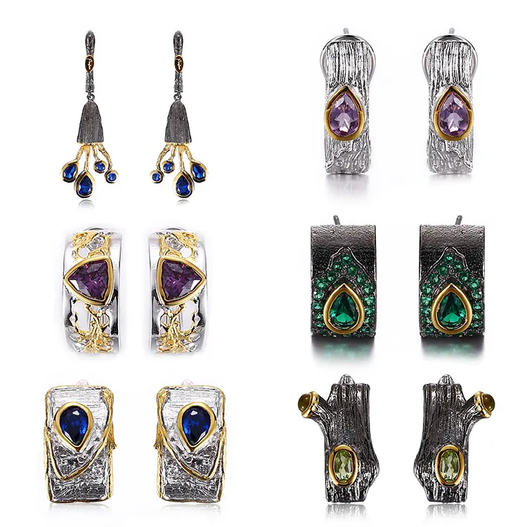 Fashion Thailand Costume 925 Sterling Silver Huggie Earrings Jewelry for Women