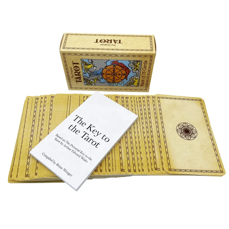 English Printed wholesale classic cute trading deck set custom tarot game playing flash cards poker Oracle Card with guide book