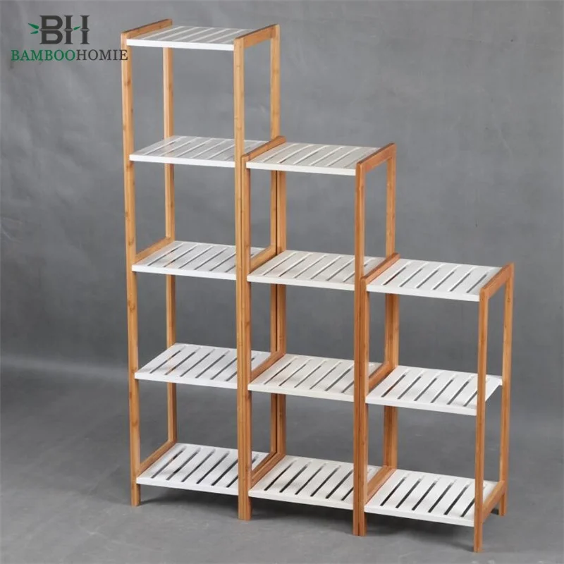 Bamboo bathroom shelf rack  Storage Shelf Display Stand Shelves Free Standing Wobble