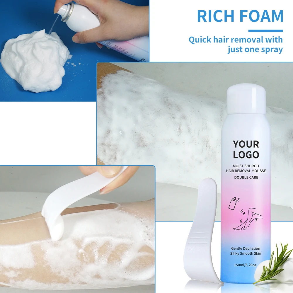 OEM Private Label Foam Depilatories Women & Men Hair Removal Cream Body Permanent Hair Remove Spray