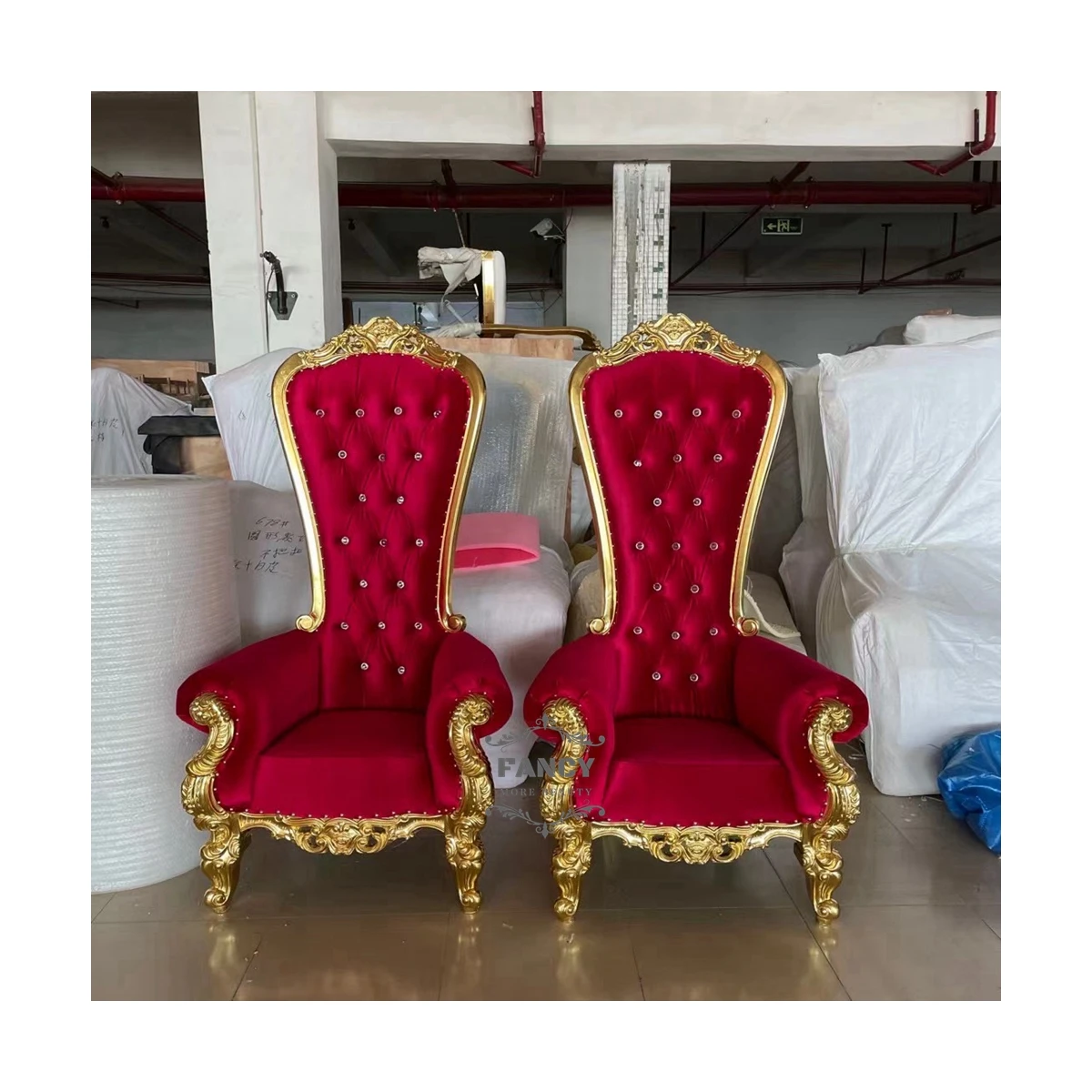 Maroon Dark Red Italian Throne Chains High Back Chair Event Genuine Leather Leisure Luxury Wedding King And Queen Chairs