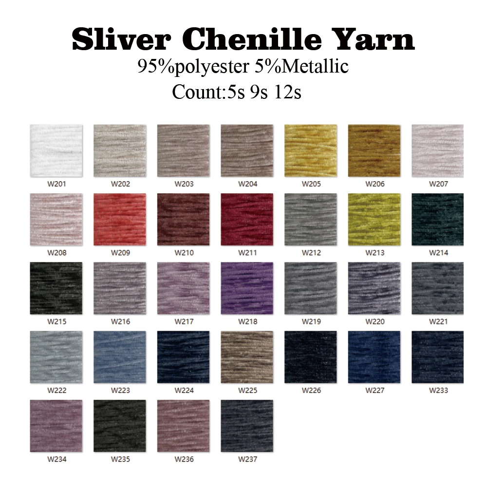Sliver Chenille Yarn for Socks 9s Dyed Chenille Yarn for Circular Knitting Machine