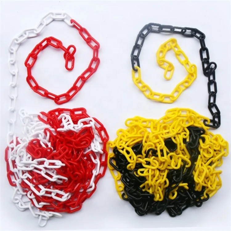 Multicolour 6mm/8mm/10mm warning post connect Plastic Chain White and Red Plastic Barrier Chain for Line Queue