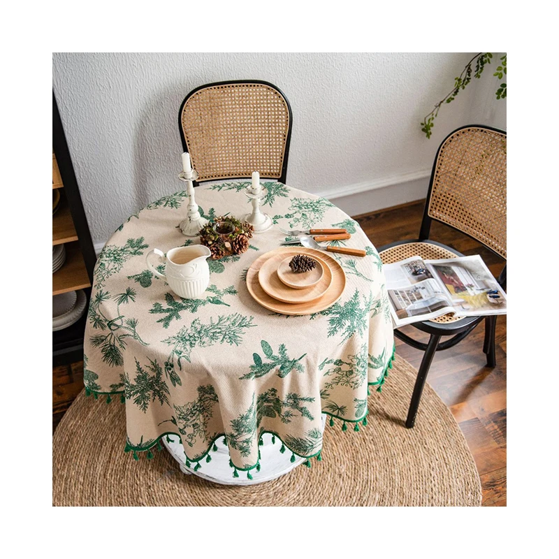 Modern Moroccan Style round Tablecloth Woven Crochet with Tassel Trim Disposable for Home Bar Party Wedding Banquet