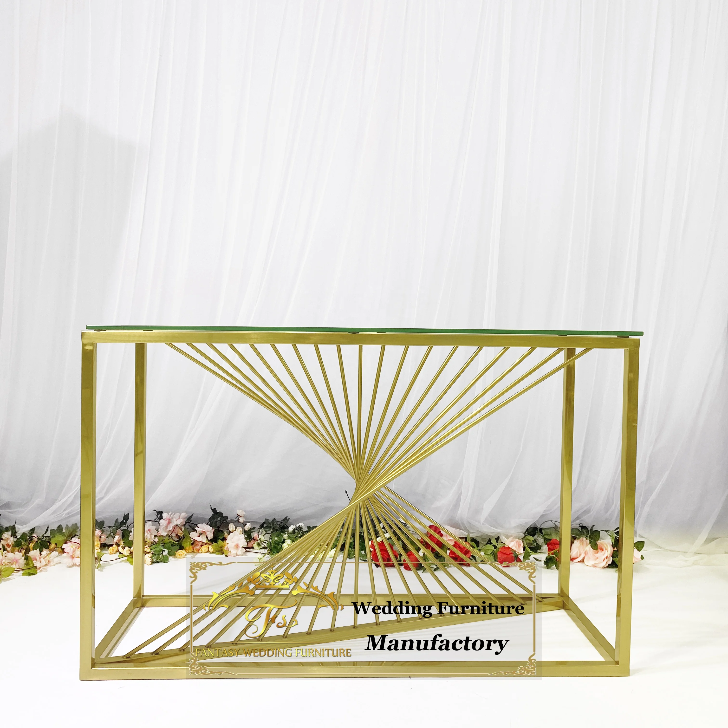 gold stainless steel centre de table for bride and groom