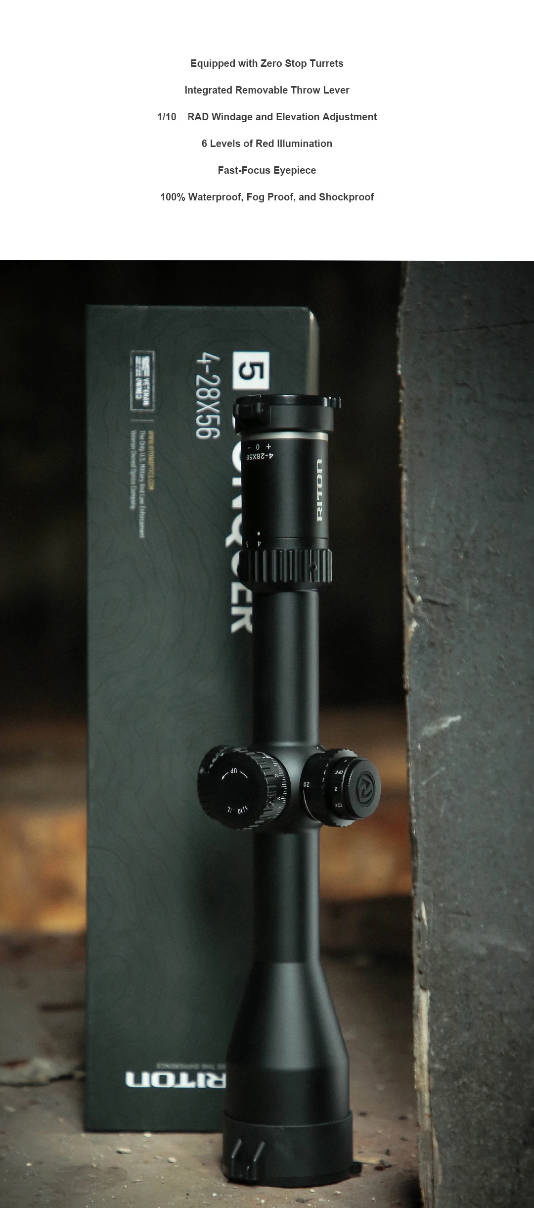 RITON 5 CONQUER 4-28x56 FFP Illumination Optics 34mm Main Tube Hunting Scope High Ending Zero Stop Scopes & Accessories