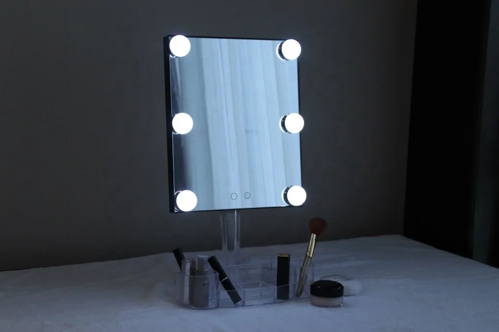New Design Crystal Diamond Led Table Hollywood Makeup Mirror With Light Bulbs Vanity Makeup Mirror
