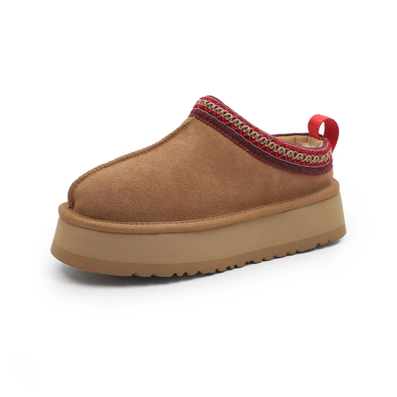 Snow boots ug wool thick-soled snow cotton warm fur integrated bag head slippers one pedal