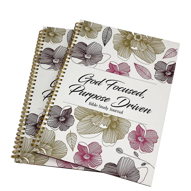 2025 Custom bible study journal printing hard cover notebook spiral bound planner Eco friendly paper diaries agenda