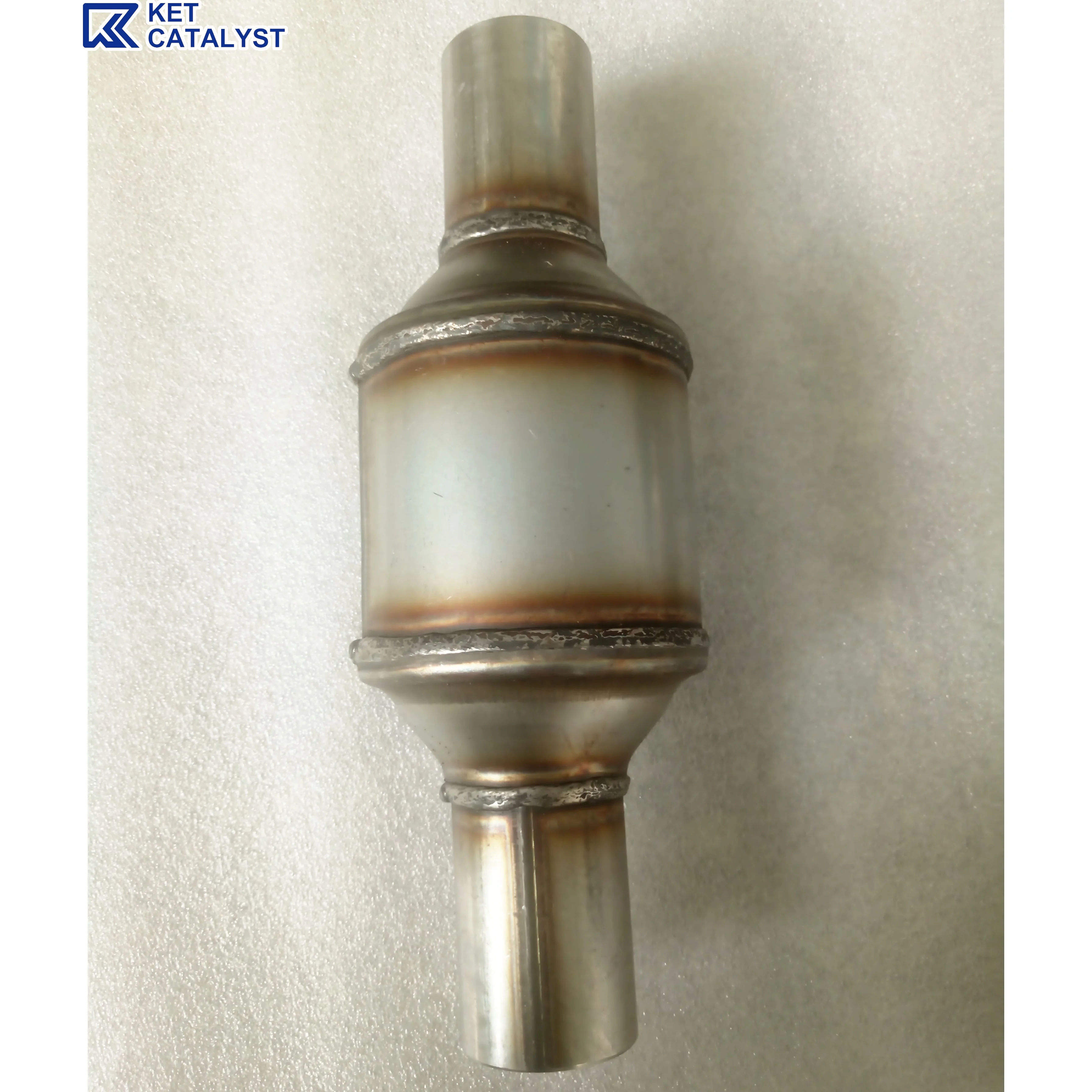 High flow Weld Catalytic Converter with Three Way Ceramic Honeycomb Catalyst Platinum Palladium Rhodium