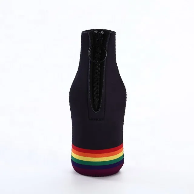 Rainbow soft neoprene beer cooler holder cover sleeve for 330ml beer bottle