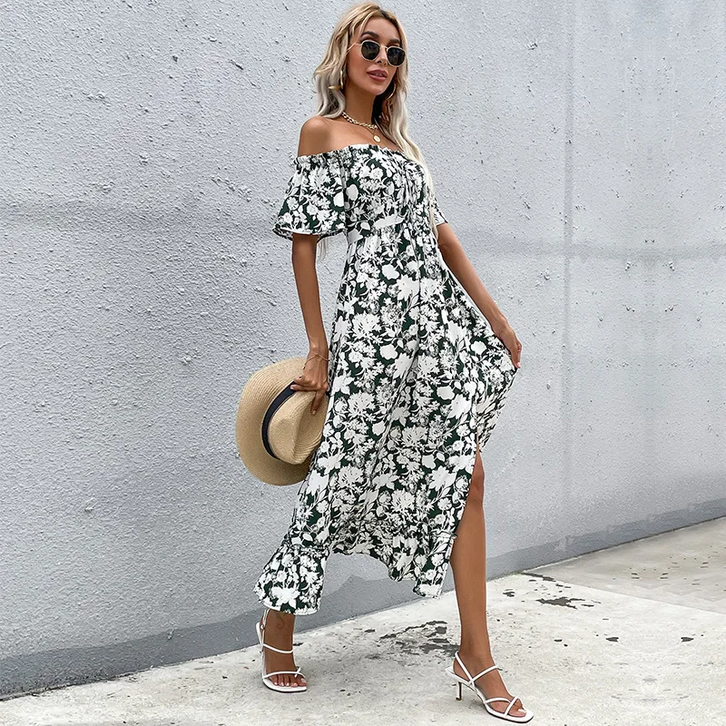 Long Causal Floral Off Shoulder Midi Sexy Women 2022 New Arrival Summer Dresses