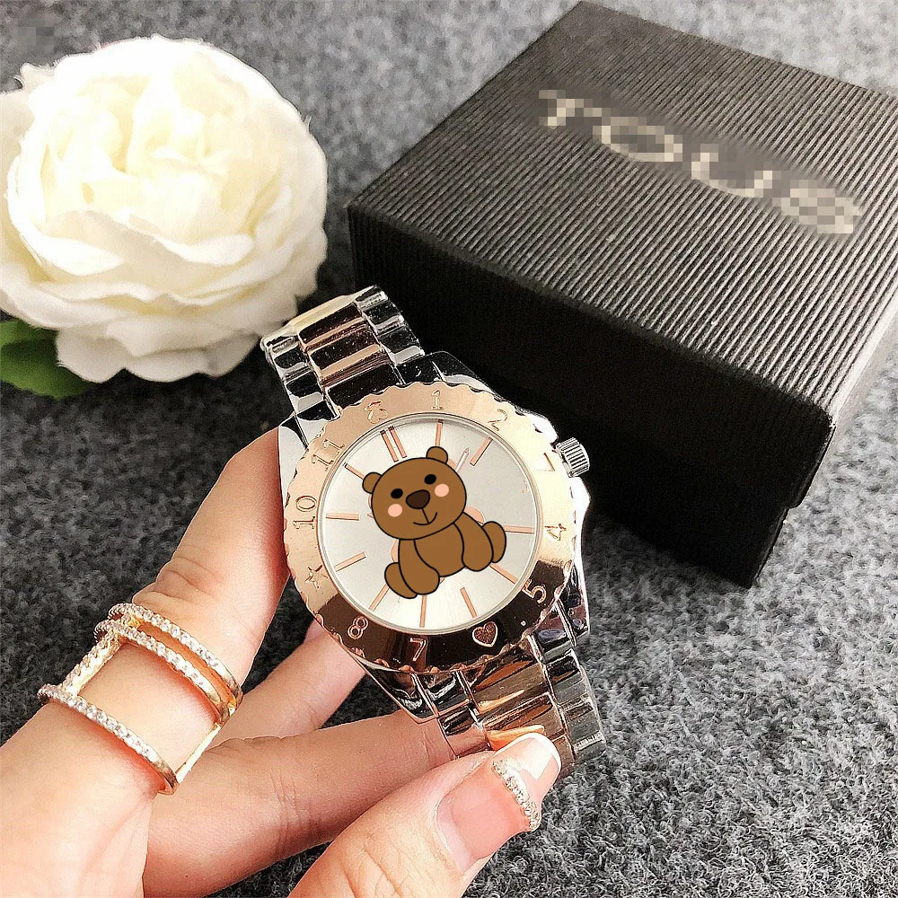 Spanish Jewelry TOUSES Logo brand luxury stainless steel bar studded cartoon bear quartz watch for women