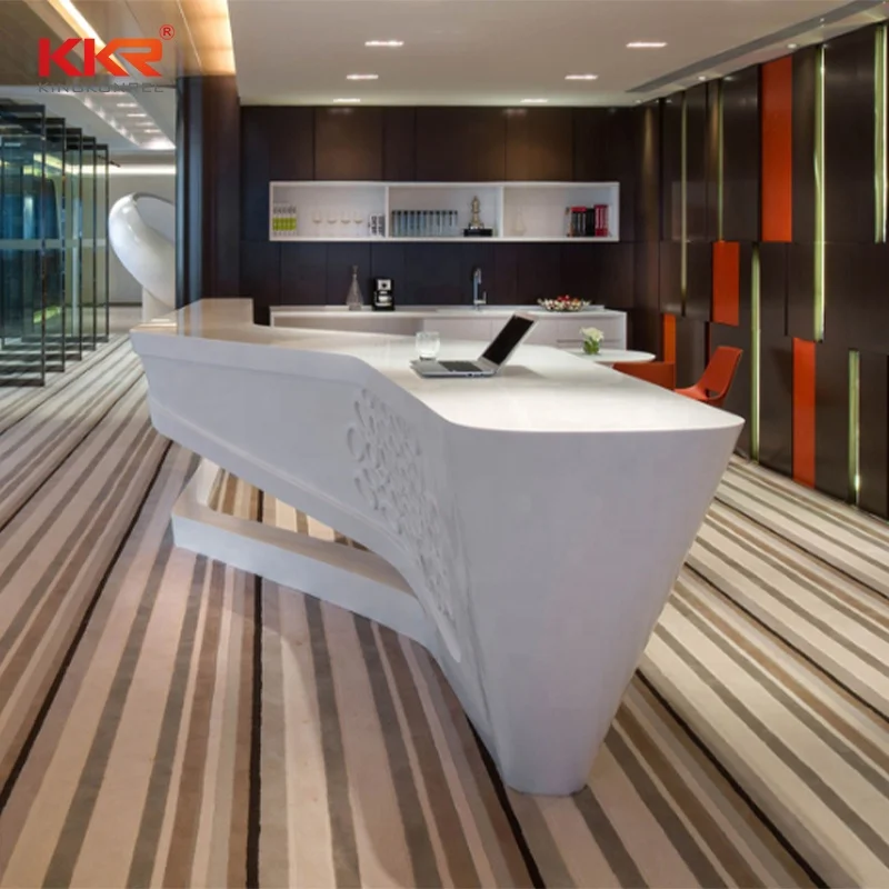 KKR Reception with Concrete Reception Counter Desk Office Reception Table Design