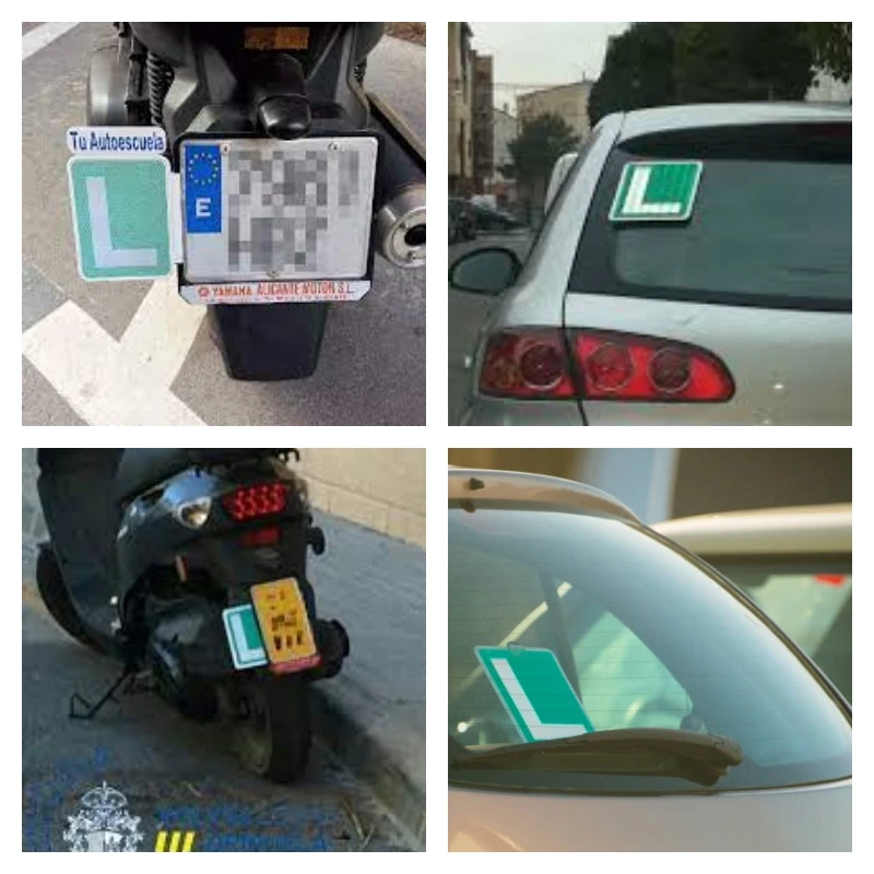 Spain Pegatina Novato en la carretera L Reflective Warning Novice on the Road L Sticker