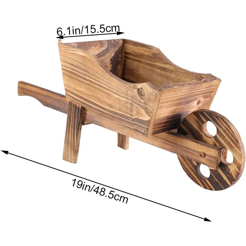Flower Pot Wooden Cart Flower Pot Wheelbarrow Planter Wooden  Planter Outdoor Garden  Planter  Decoration  Succulent Flower pot