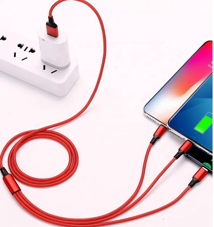 New 3 in 1 data charge cable type C micro usb cable for iPhone multi charging  for android mobile phone cable charger