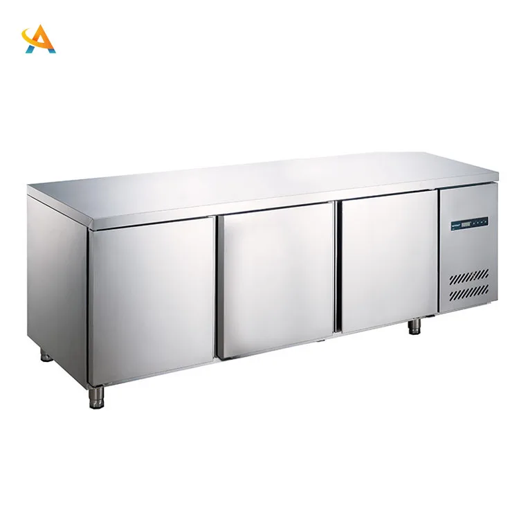 China Supplier Customize Professional Commercial Refrigeration Salad Counter Stainless Steel Workbench Pizza Counter