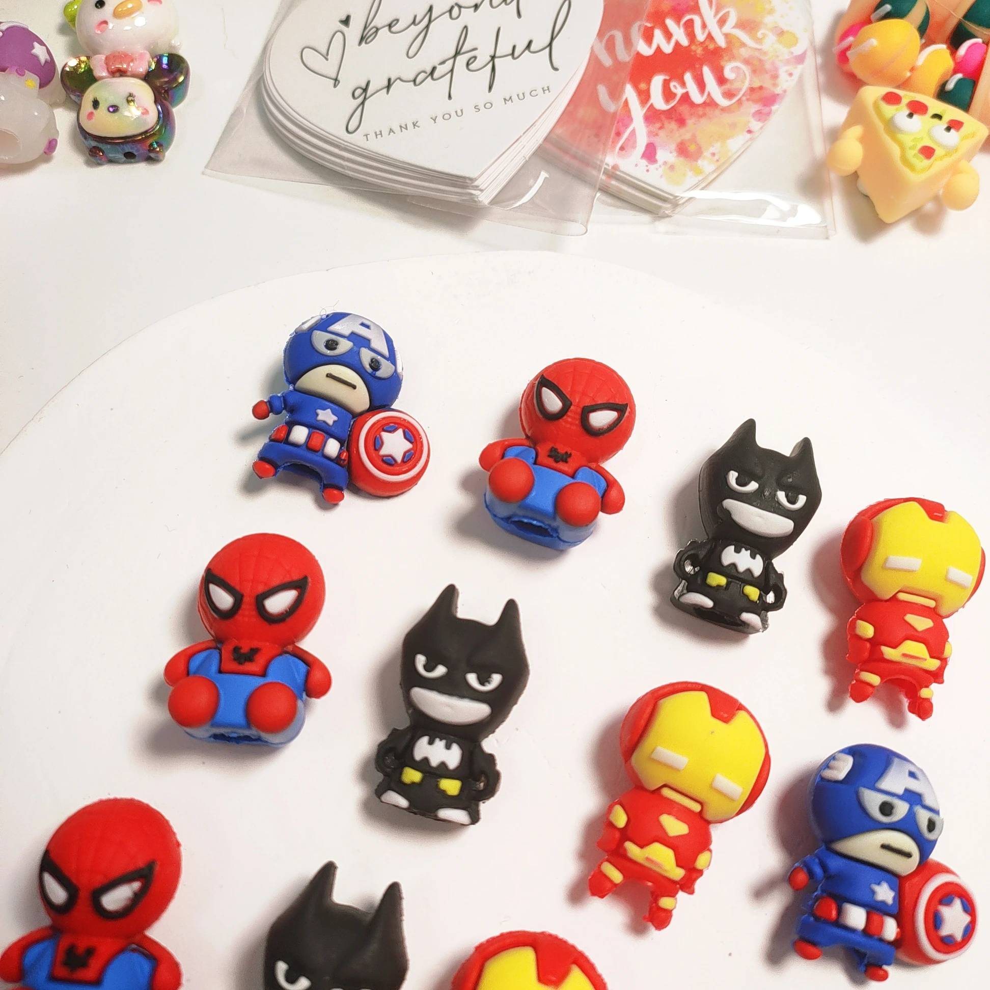 New Arrival DIY Custom Soft PVC Pen Cap 3D Cartoon Superhero Silicone Pencil Cover Ornament 2D Jewelry Making Toys