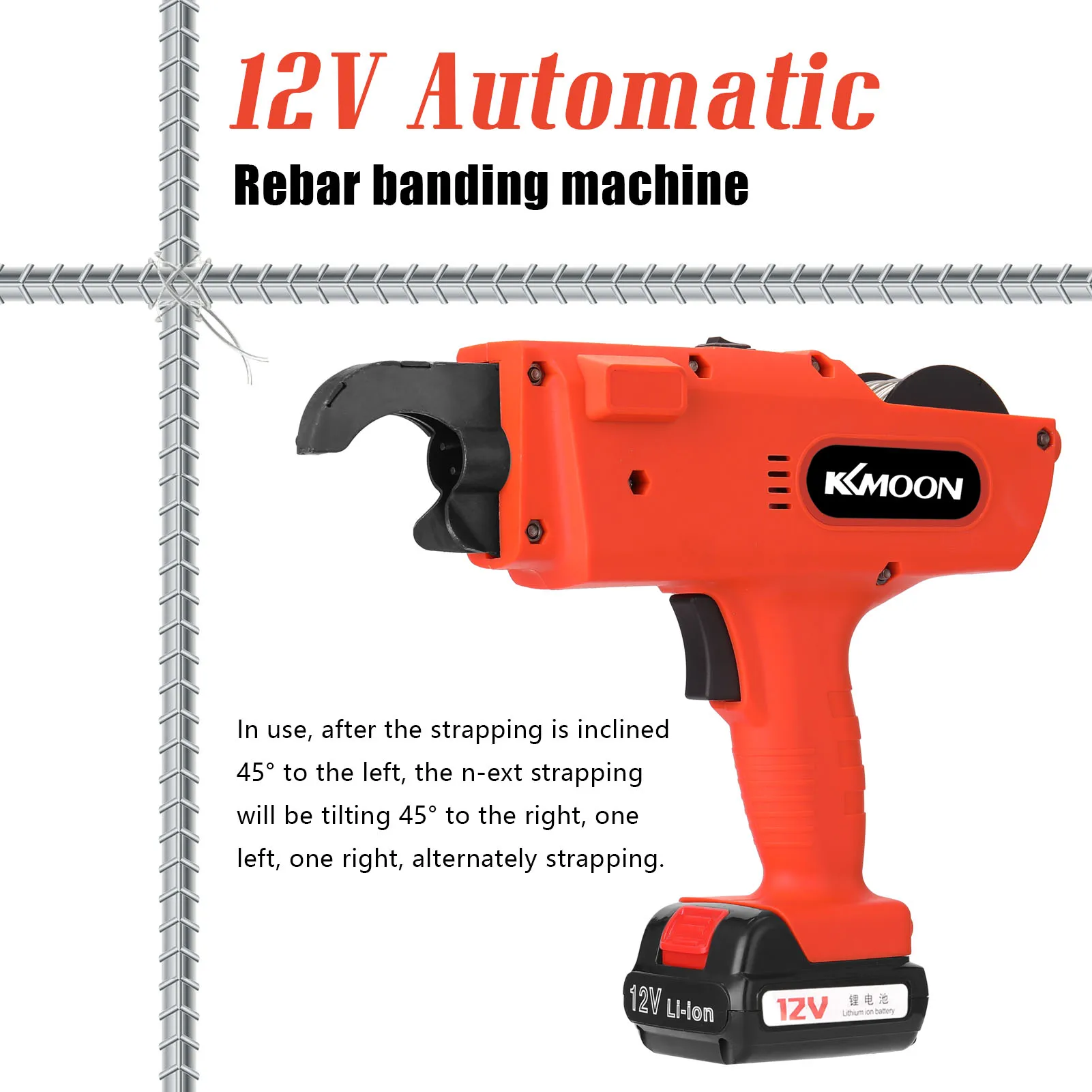 12 V Automatic 8-34MM Steel Rebar Tier Cordless Rechargeable Tying Binding Machine Tool