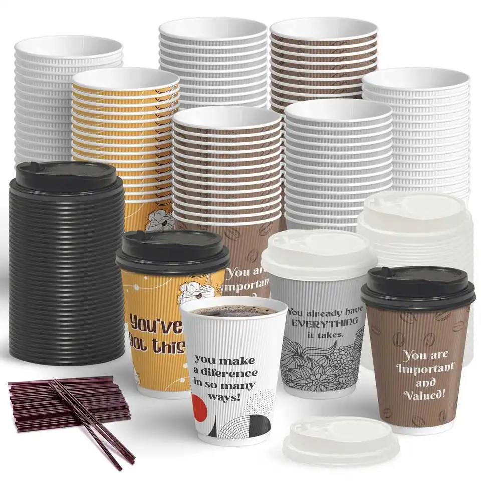 Promotional Factory Supply paper cups for hot drinks Good quality Top Seller paper coffee cups with lids
